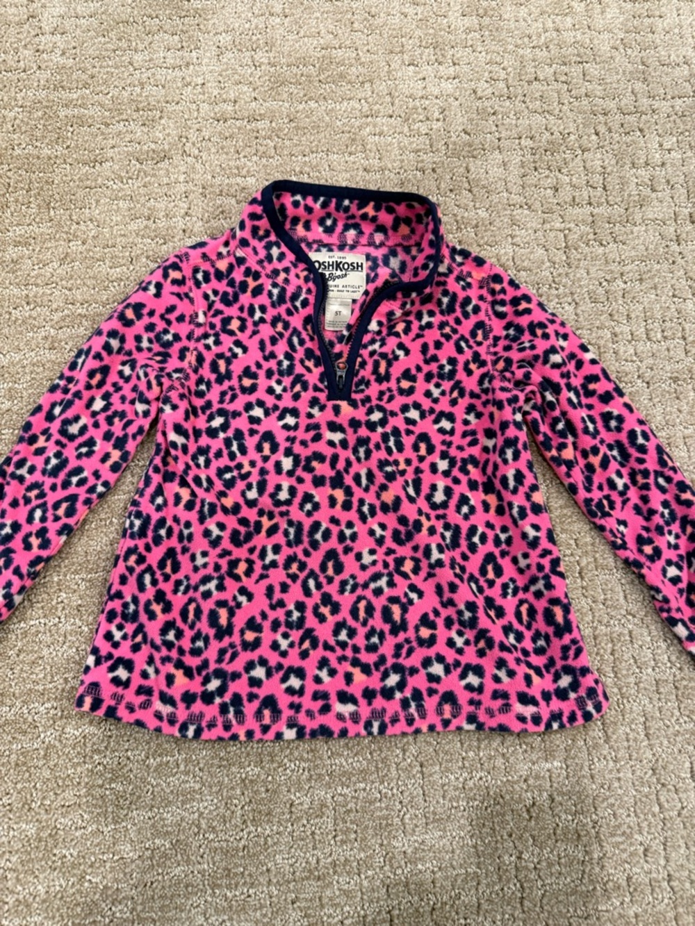 OshKosh Pink and Navy Leopard Fleece Pullover